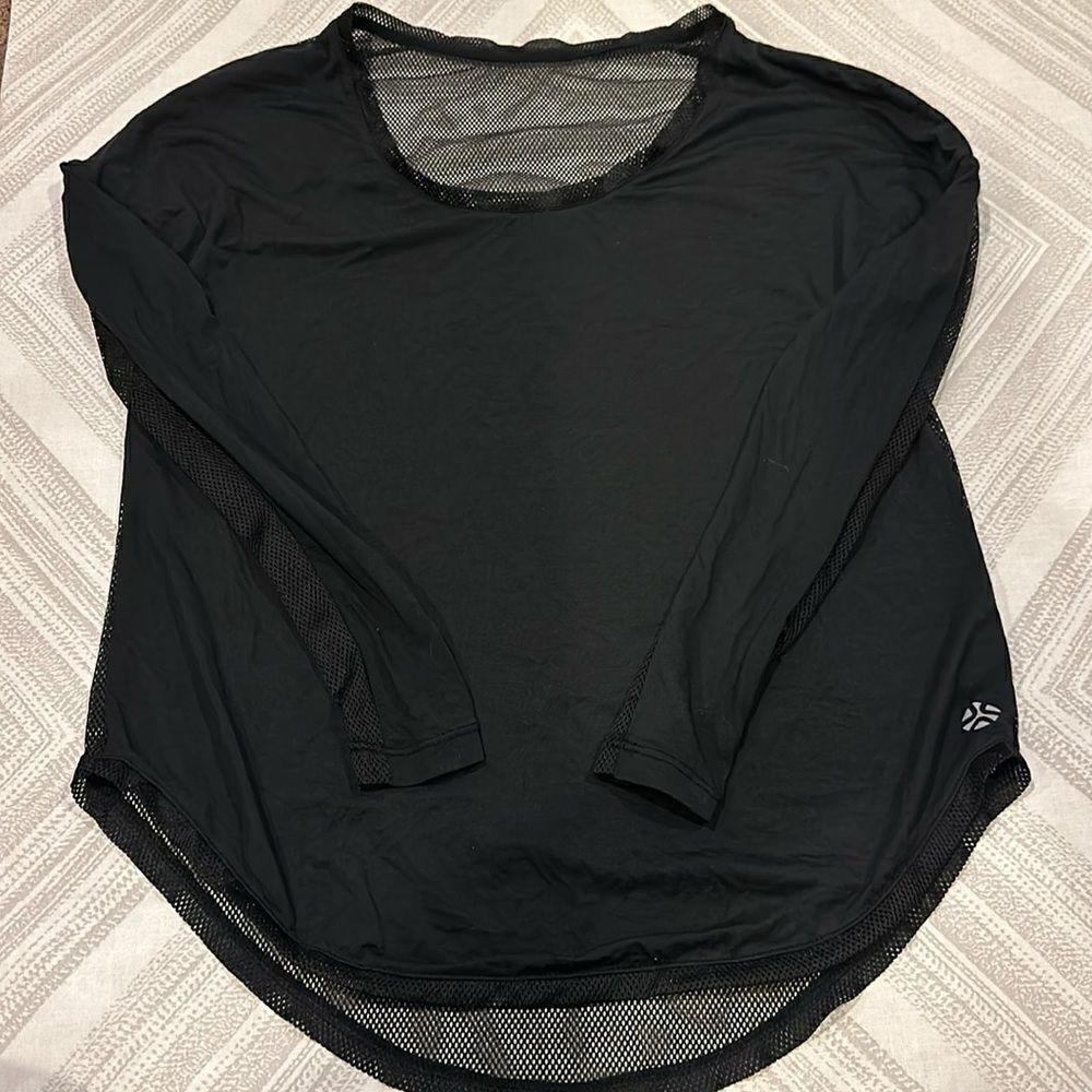 Just Live Women’s Black Long Sleeve Mesh Back Top, Size XS